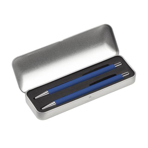 Набор "Aurora" (ручка+карандаш), темно-синий/серебристый, покрытие soft touch, арт. 7019-21S - вид 1 из 5